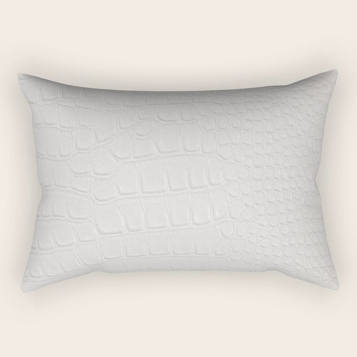 White Crocodile Leather Rectangular Pillow Gallery Image 2