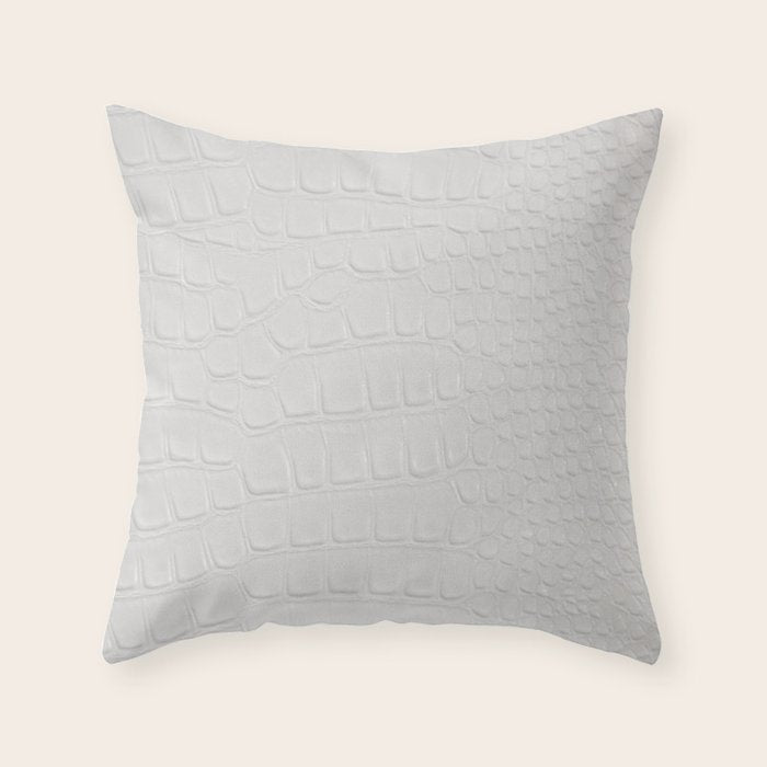 White Crocodile Leather Throw Pillow Gallery Image 1