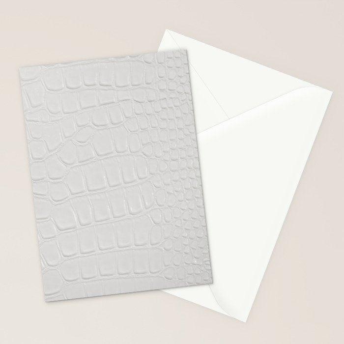 White Crocodile Leather Stationery Card Gallery Image 2