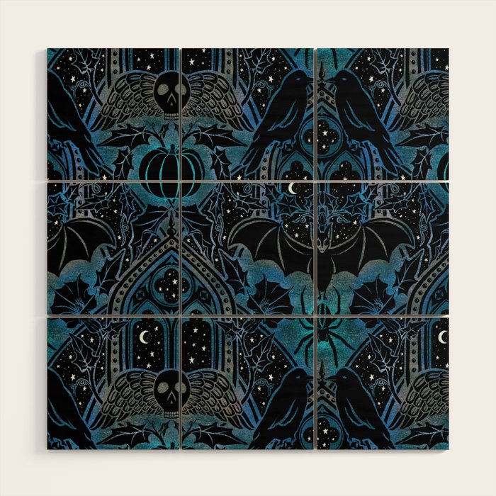 Gothic Halloween - Eerie Blue Wood Wall Art Gallery Image 1