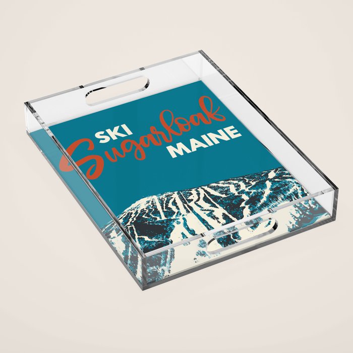 Ski Sugarloaf Maine vintage ski poster Acrylic Tray Gallery Image 1