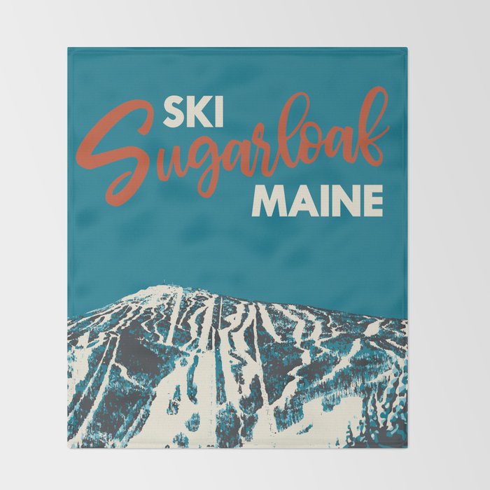 Ski Sugarloaf Maine vintage ski poster Throw Blanket Gallery Image 2