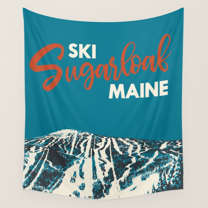 Ski Sugarloaf Maine vintage ski poster Wall Tapestry Gallery Image 4