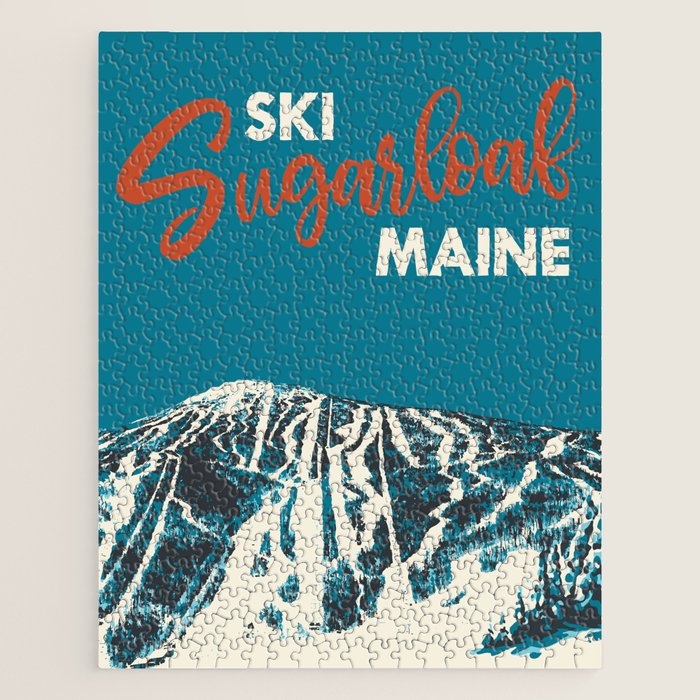 Ski Sugarloaf Maine vintage ski poster Jigsaw Puzzle Gallery Image 1