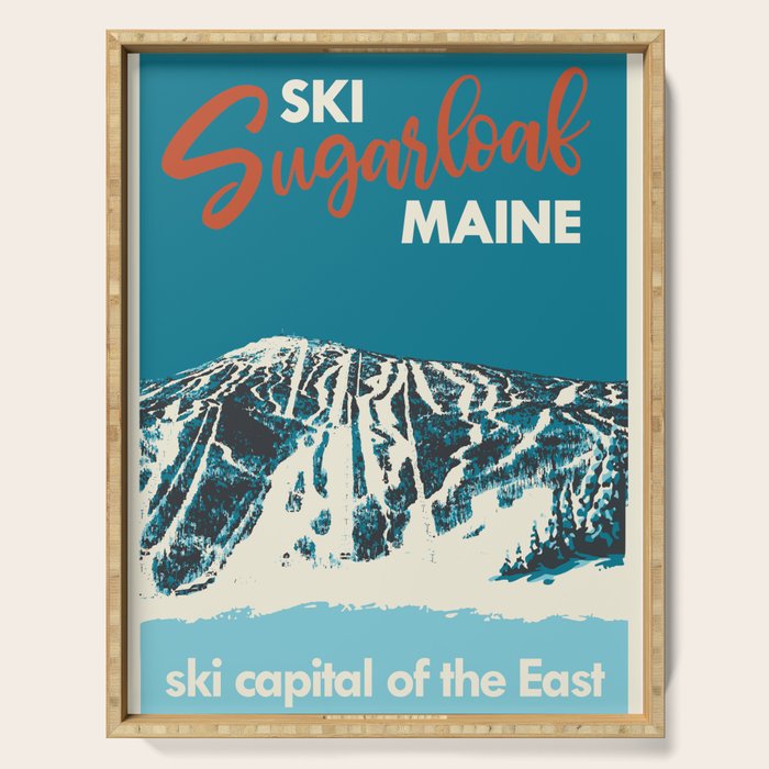 Ski Sugarloaf Maine vintage ski poster Serving Tray Gallery Image 1