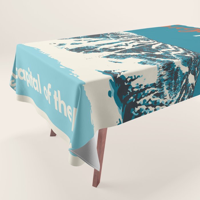 Ski Sugarloaf Maine vintage ski poster Tablecloth Gallery Image 1