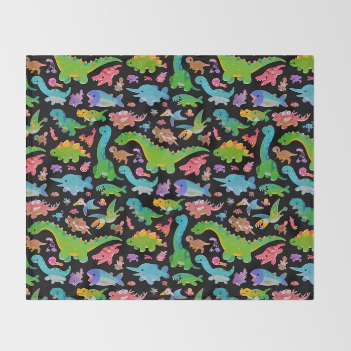 Jurassic baby - dark Throw Blanket Gallery Image 2