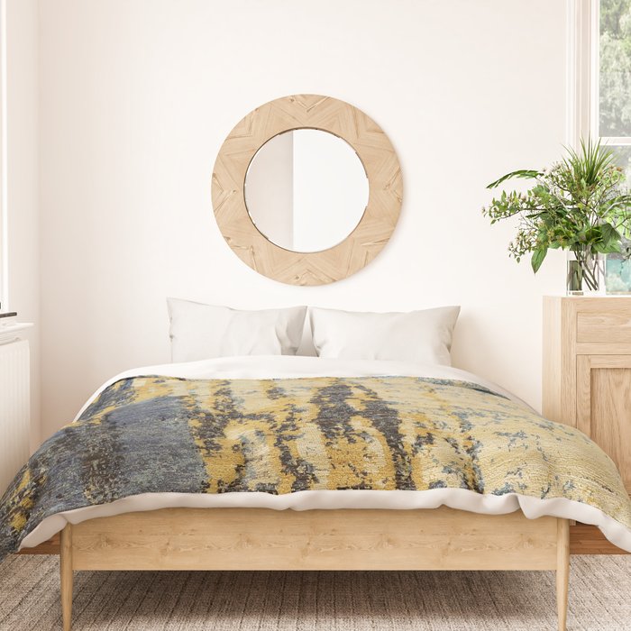 Blue Gold Oriental Rug Print Duvet Cover Gallery Image 3