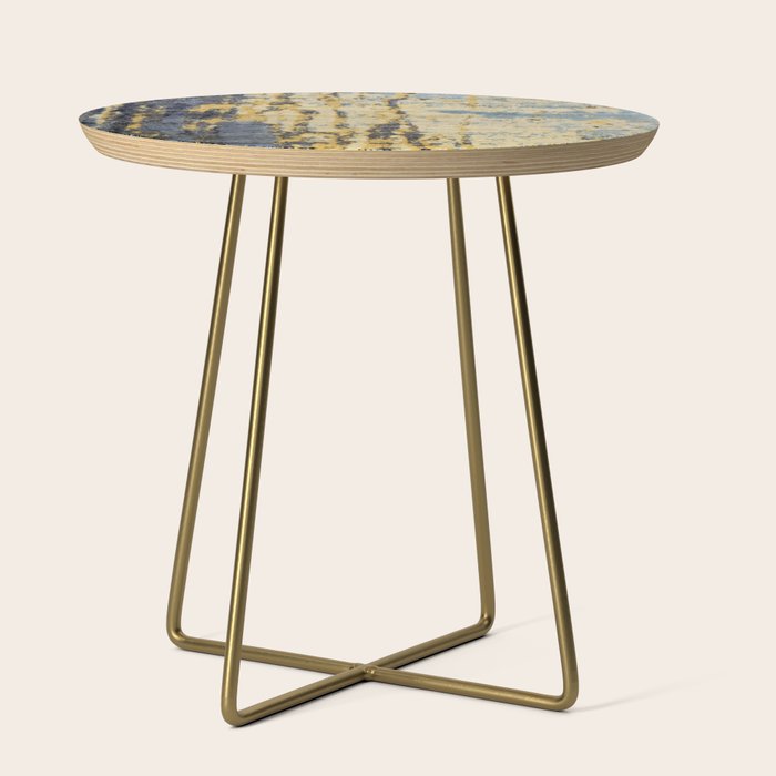 Blue Gold Oriental Rug Print Side Table Gallery Image 1