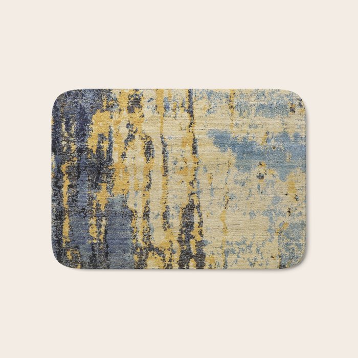 Blue Gold Oriental Rug Print Bath Mat Gallery Image 1