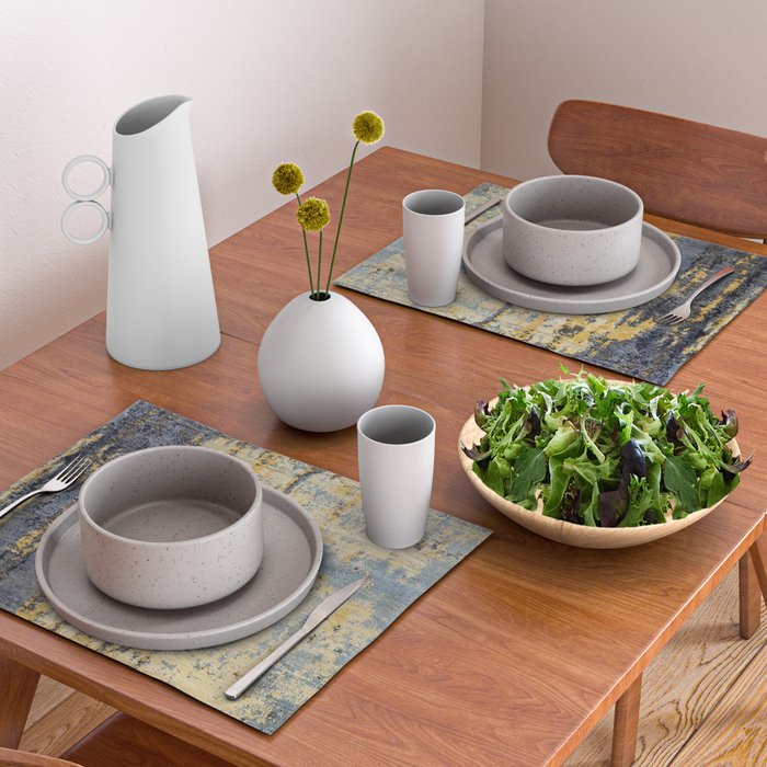 Blue Gold Oriental Rug Print Placemat Gallery Image 2