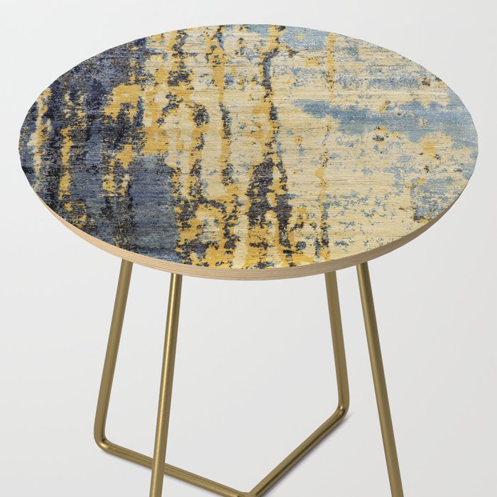 Blue Gold Oriental Rug Print Side Table Gallery Image 2