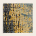 Blue Gold Oriental Rug Print Wood Wall Art Gallery Image 1