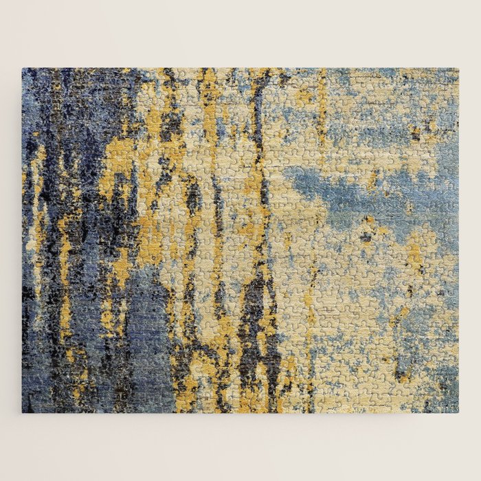 Blue Gold Oriental Rug Print Jigsaw Puzzle Gallery Image 1