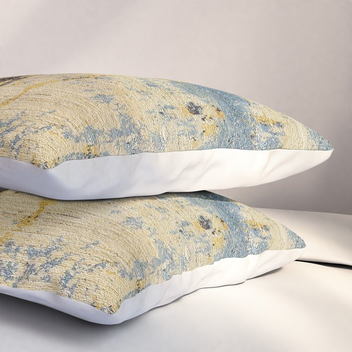 Blue Gold Oriental Rug Print Pillow Sham Gallery Image 3