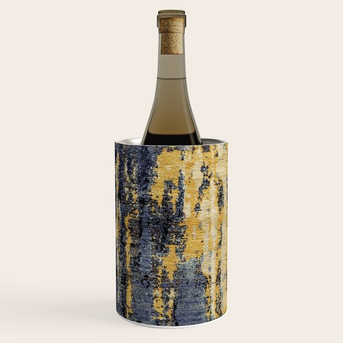 Blue Gold Oriental Rug Print Wine Chiller Gallery Image 2