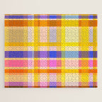 Colorful Retro Plaid Abstract Pattern - Yellow Jigsaw Puzzle Gallery Image 1