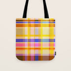 Colorful Retro Plaid Abstract Pattern - Yellow Tote Bag Gallery Image 1