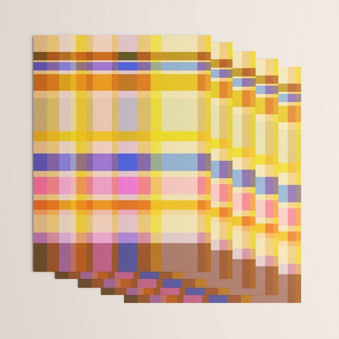 Colorful Retro Plaid Abstract Pattern - Yellow Wrapping Paper Gallery Image 3