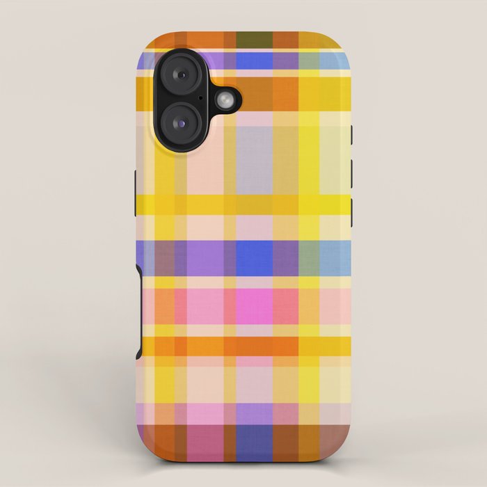 Colorful Retro Plaid Abstract Pattern - Yellow iPhone Case Gallery Image 1