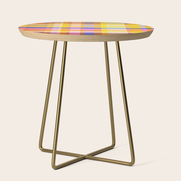 Colorful Retro Plaid Abstract Pattern - Yellow Side Table Gallery Image 1