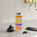 Colorful Retro Plaid Abstract Pattern - Yellow Water Bottle Gallery Image 4