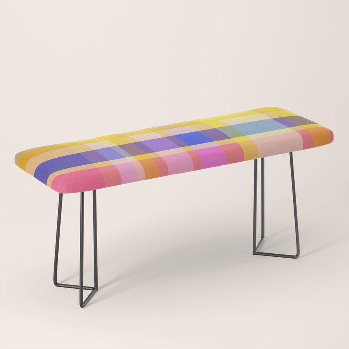 Colorful Retro Plaid Abstract Pattern - Yellow Bench Gallery Image 1
