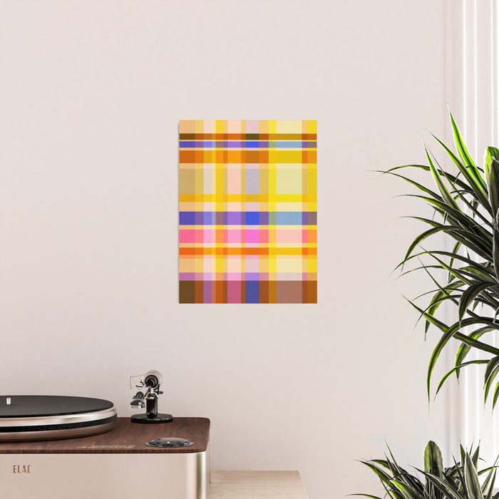 Colorful Retro Plaid Abstract Pattern - Yellow Poster Gallery Image 2