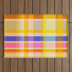 Colorful Retro Plaid Abstract Pattern - Yellow Outdoor Rug Gallery Image 1