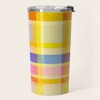 Colorful Retro Plaid Abstract Pattern - Yellow Travel Mug Gallery Image 2