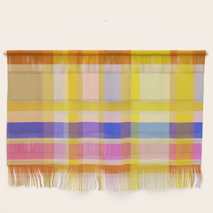 Colorful Retro Plaid Abstract Pattern - Yellow Wall Hanging Gallery Image 1
