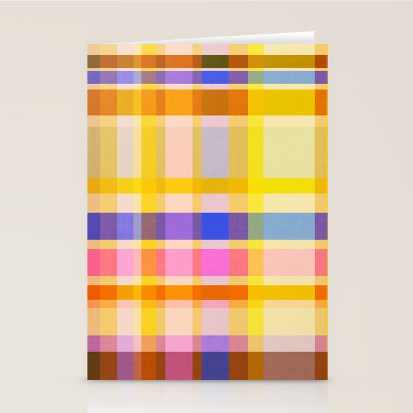 Colorful Retro Plaid Abstract Pattern - Yellow Stationery Card Gallery Image 2