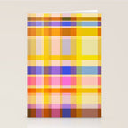 Colorful Retro Plaid Abstract Pattern - Yellow Stationery Card Gallery Image 2