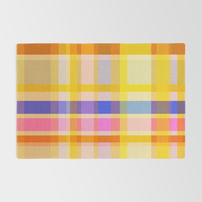 Colorful Retro Plaid Abstract Pattern - Yellow Rug Gallery Image 2