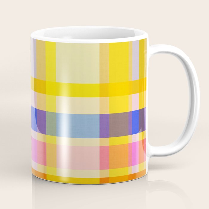 Colorful Retro Plaid Abstract Pattern - Yellow Coffee Mug Gallery Image 1