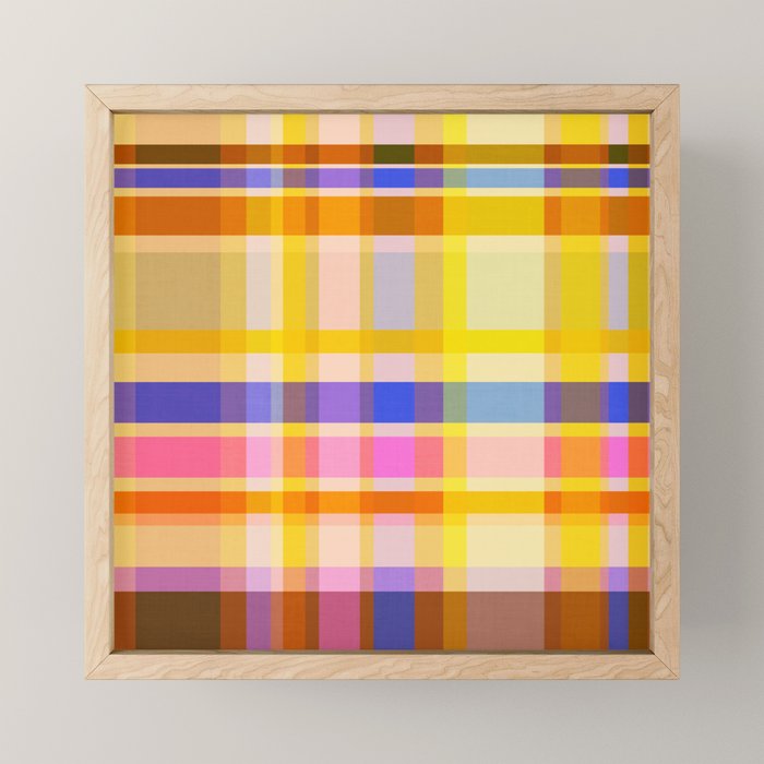 Colorful Retro Plaid Abstract Pattern - Yellow Mini Art Print Gallery Image 1