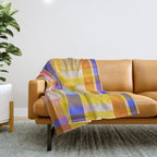 Colorful Retro Plaid Abstract Pattern - Yellow Throw Blanket Gallery Image 1