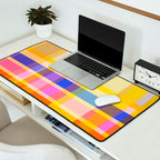 Colorful Retro Plaid Abstract Pattern - Yellow Desk Mat Gallery Image 2