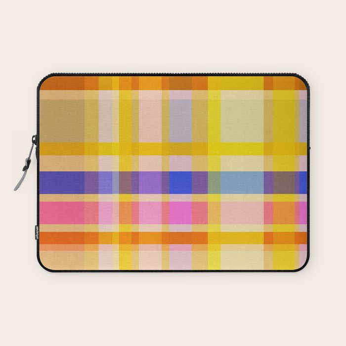 Colorful Retro Plaid Abstract Pattern - Yellow Laptop Sleeve Gallery Image 1