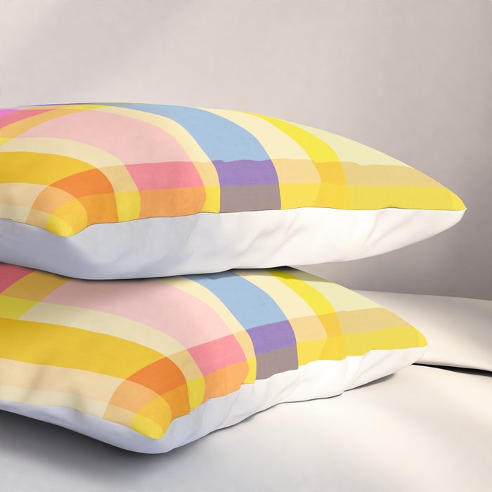 Colorful Retro Plaid Abstract Pattern - Yellow Pillow Sham Gallery Image 3