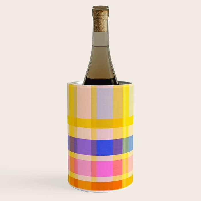 Colorful Retro Plaid Abstract Pattern - Yellow Wine Chiller Gallery Image 1