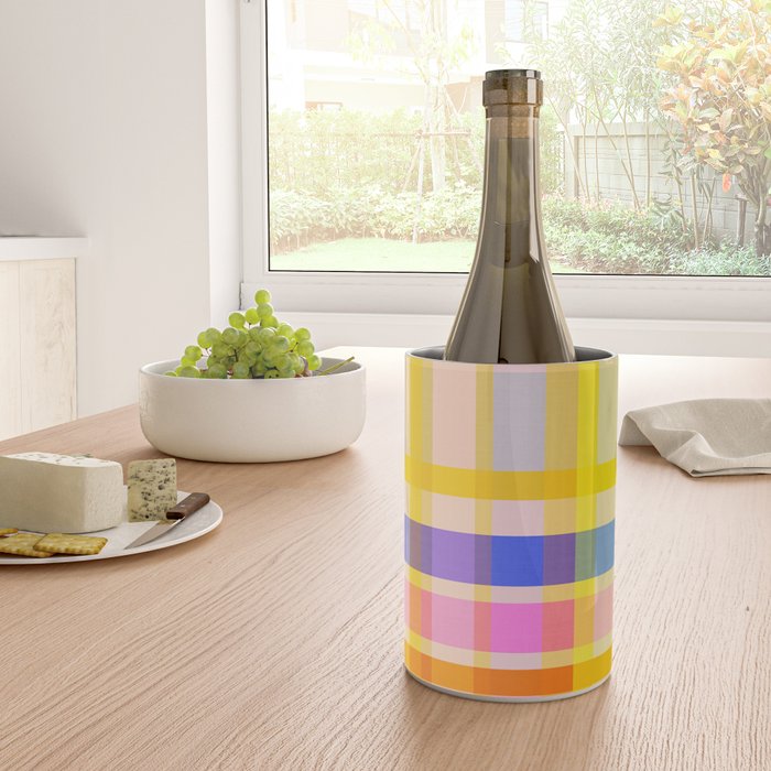 Colorful Retro Plaid Abstract Pattern - Yellow Wine Chiller Gallery Image 4