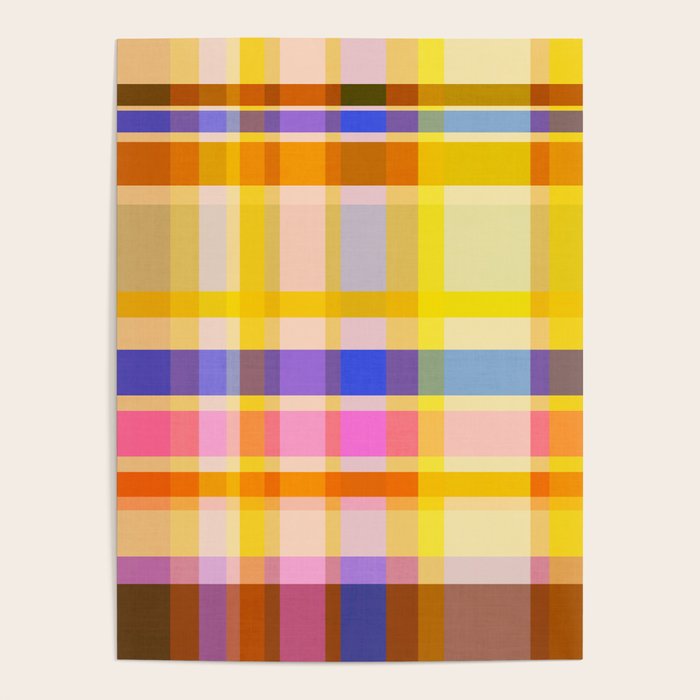 Colorful Retro Plaid Abstract Pattern - Yellow Poster Gallery Image 4