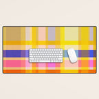 Colorful Retro Plaid Abstract Pattern - Yellow Desk Mat Gallery Image 1