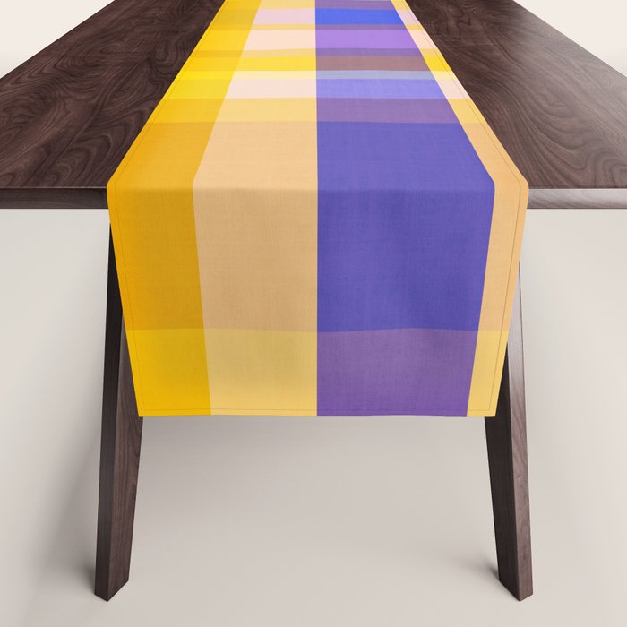 Colorful Retro Plaid Abstract Pattern - Yellow Table Runner Gallery Image 1