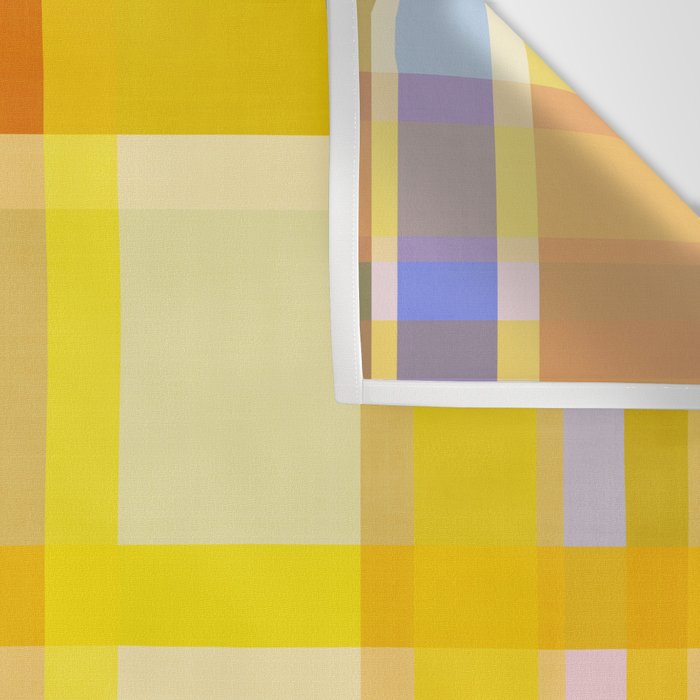 Colorful Retro Plaid Abstract Pattern - Yellow Wall Tapestry Gallery Image 3