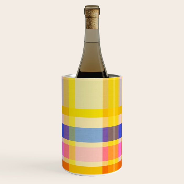 Colorful Retro Plaid Abstract Pattern - Yellow Wine Chiller Gallery Image 3