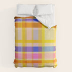 Colorful Retro Plaid Abstract Pattern - Yellow Duvet Cover Gallery Image 6
