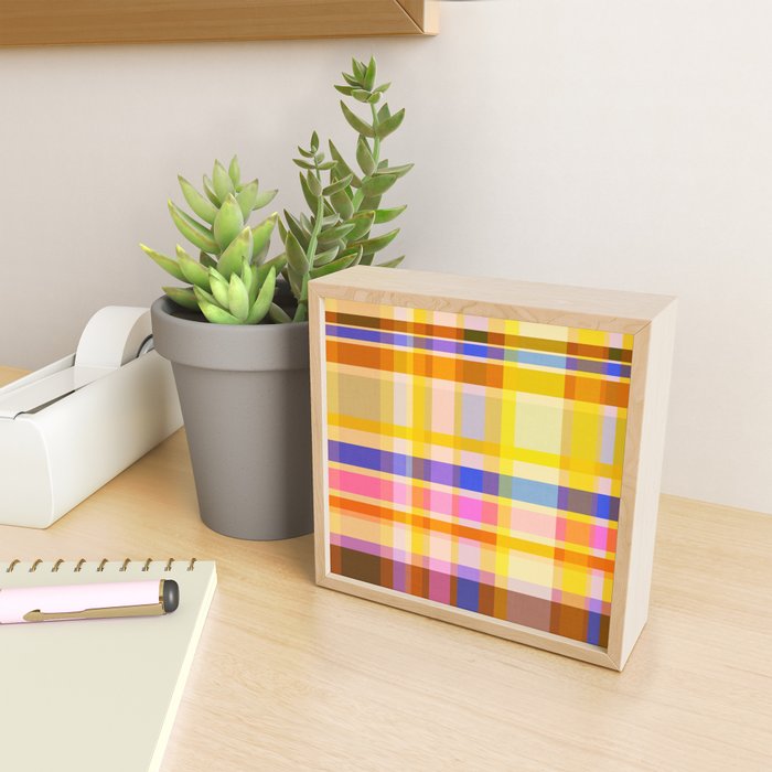 Colorful Retro Plaid Abstract Pattern - Yellow Mini Art Print Gallery Image 2