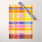 Colorful Retro Plaid Abstract Pattern - Yellow Wrapping Paper Gallery Image 1